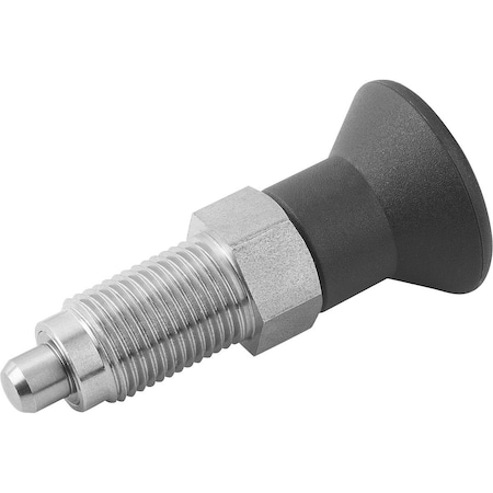 Kipp Indexing Plunger Premium, Cylindrical, Size:3 D1=M16X1, 5, D=8, Form:A Wo. Groove Wo Locknut,  K0736.401308